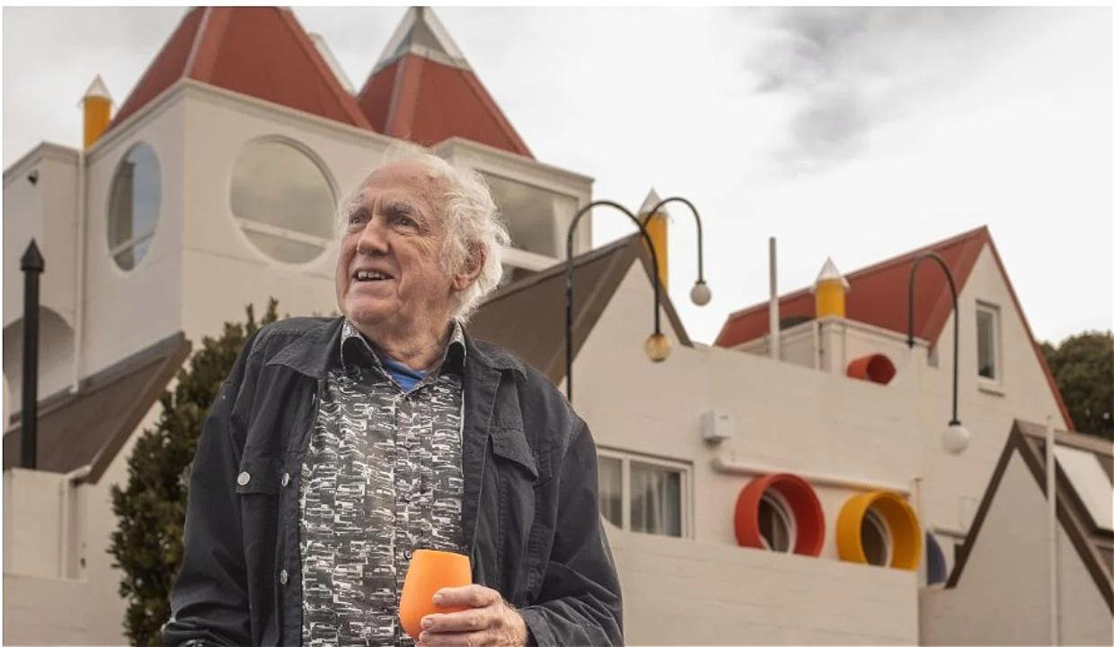Roger Walker outside Park Mews some years ago. Photo: Juan Zarama Perini/The Post
