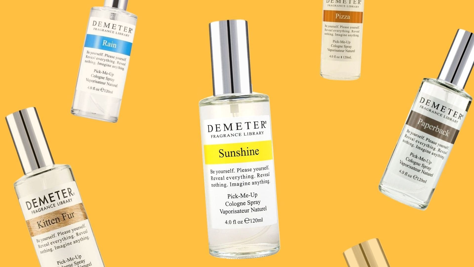 A range of Demeter perfumes - Kitten Fur, Rain, Sunshine, Pizza and Paperback