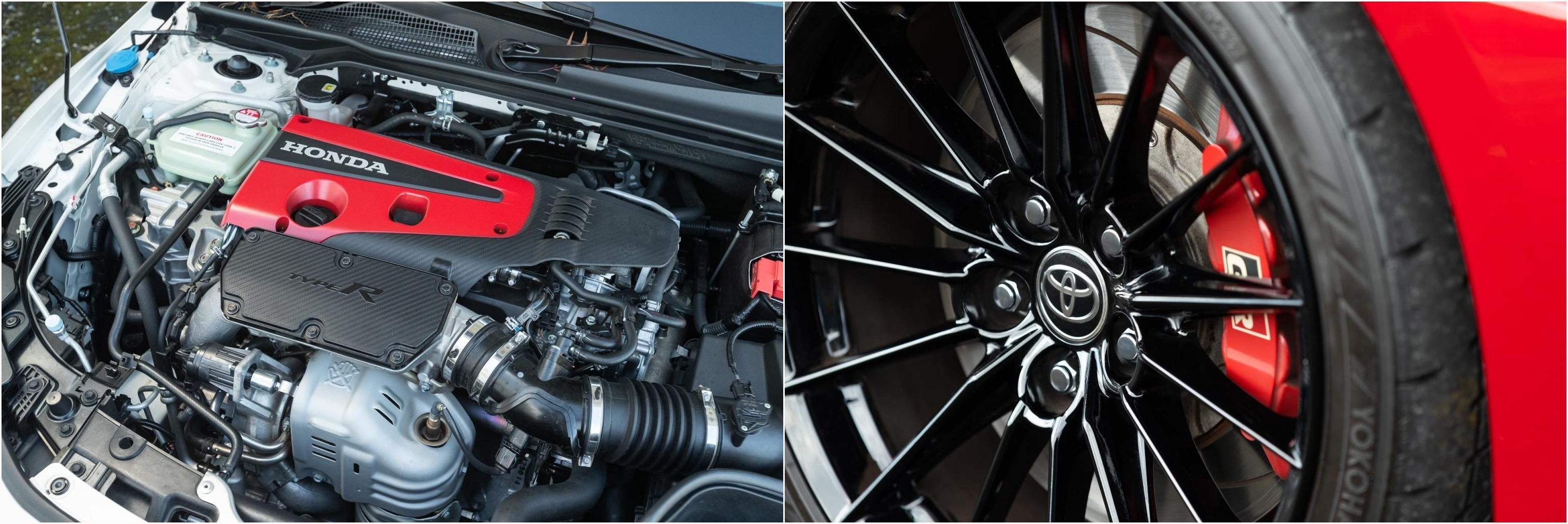 2023 Toyota GR Corolla wheel close up and engine bay