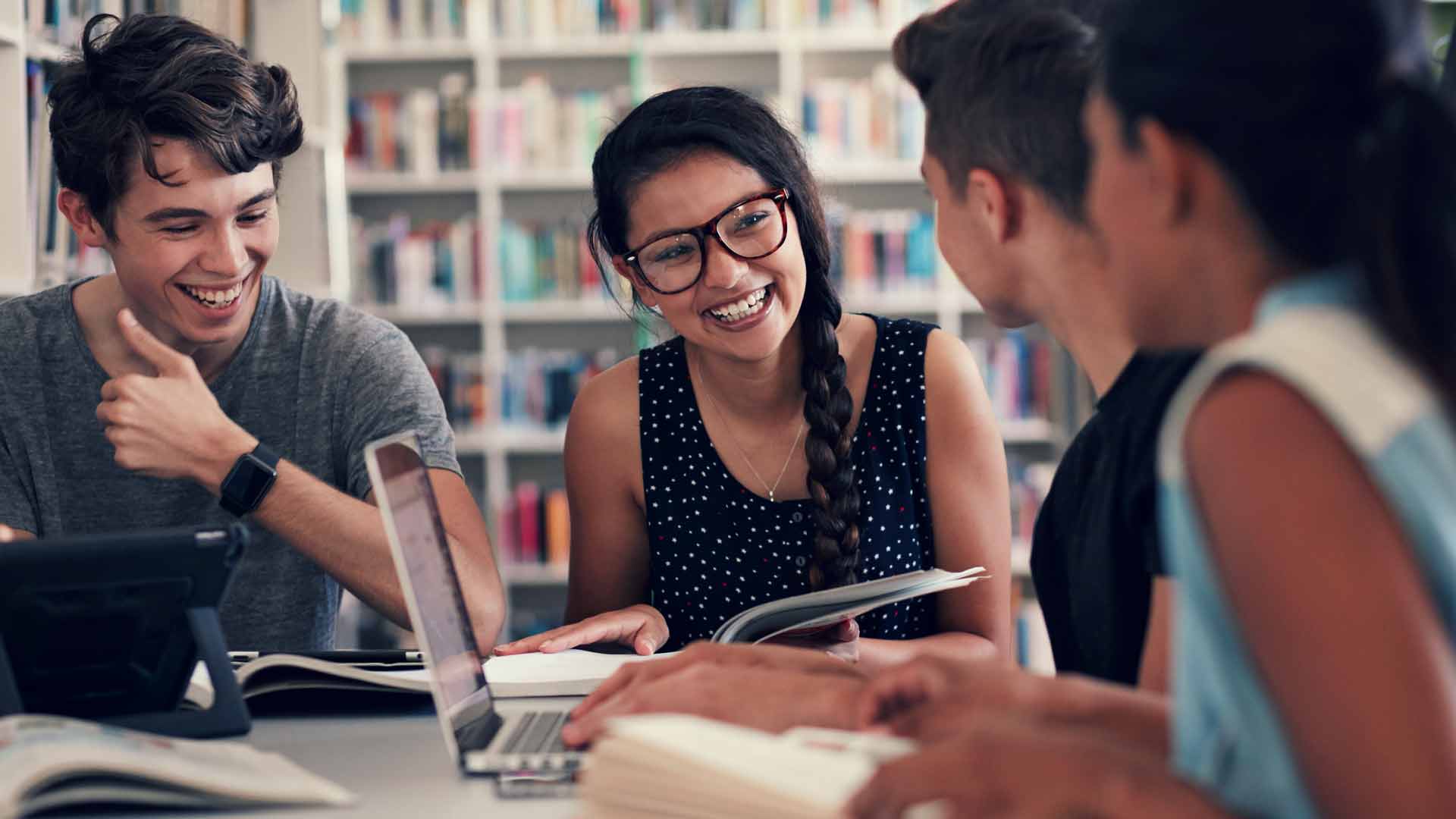 Team of employees working together in an office.