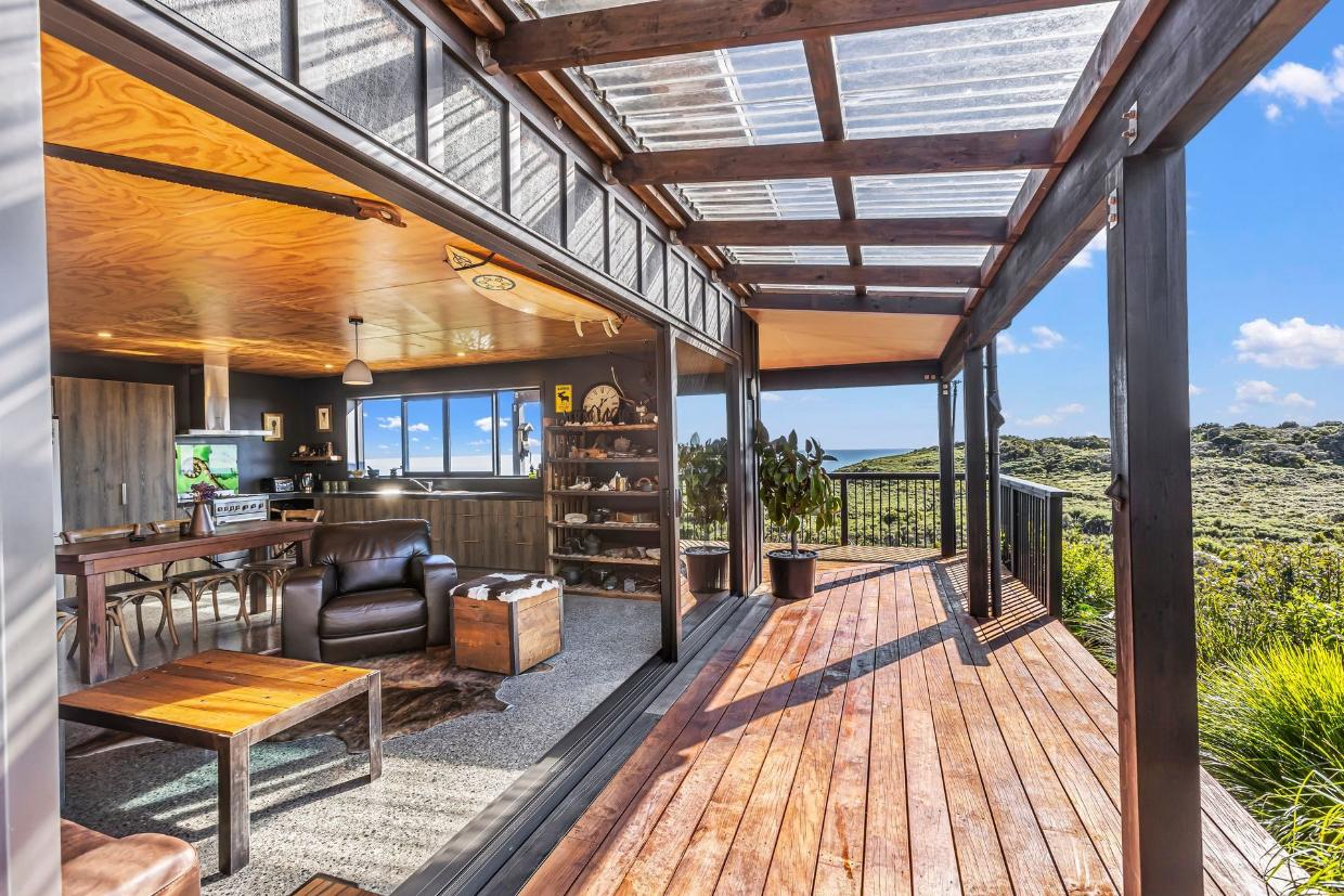 Deck that stretches around the perimeter of the house. 