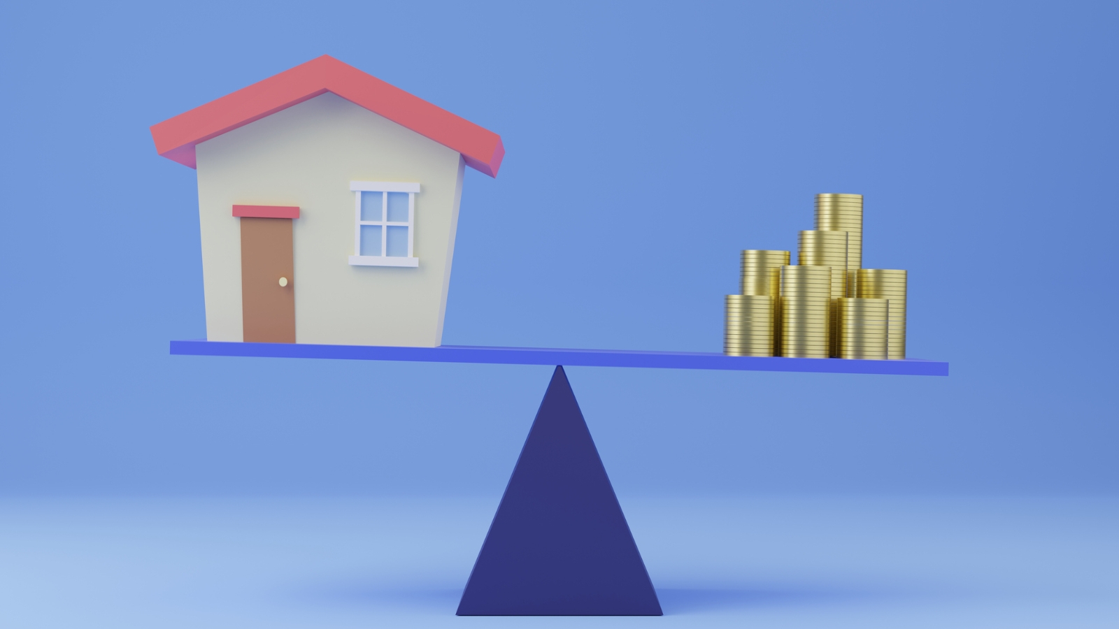 Image of money weighed against house. Debt to income ratios NZ. 