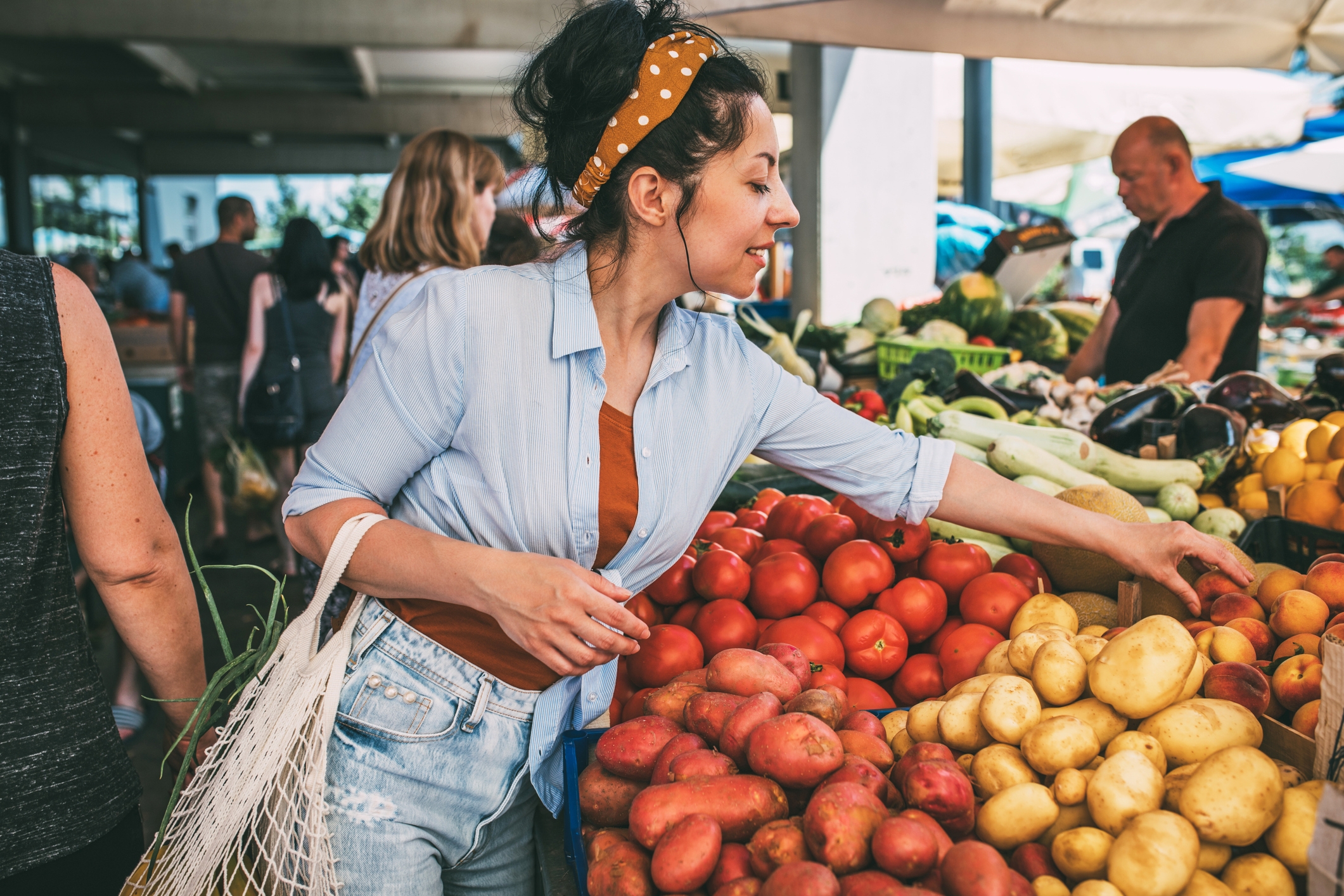 Woman shopping at the fruit market