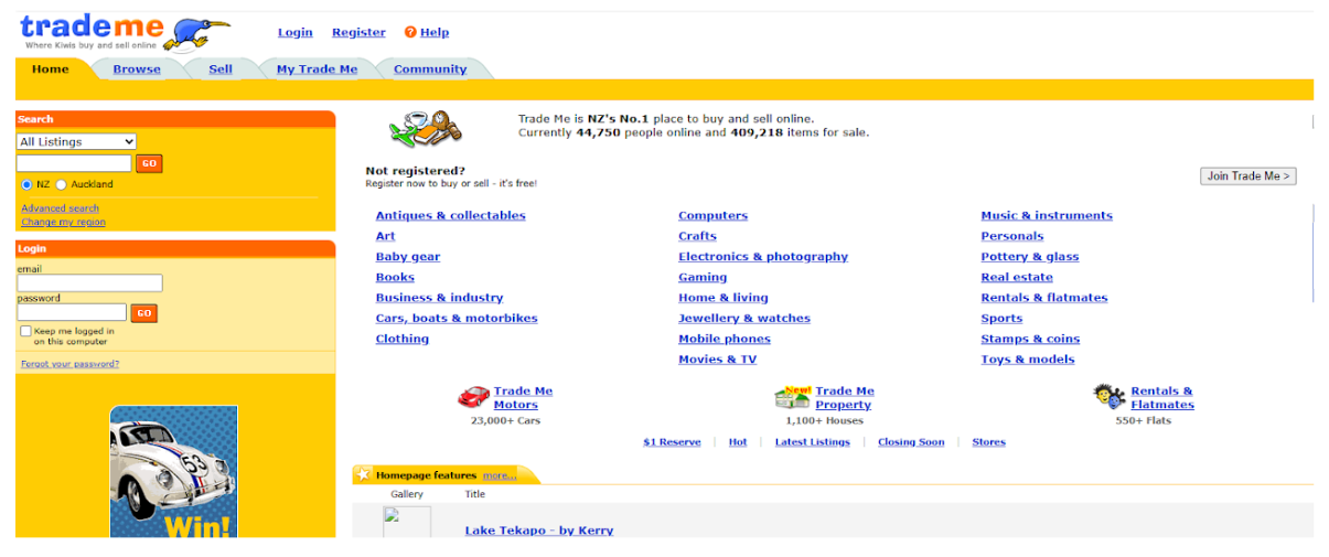 Trade Me homepage (June 2005)