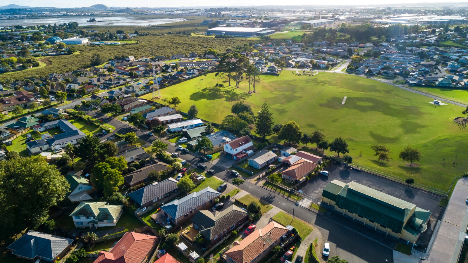 Aerial view of Mangere NZ. 