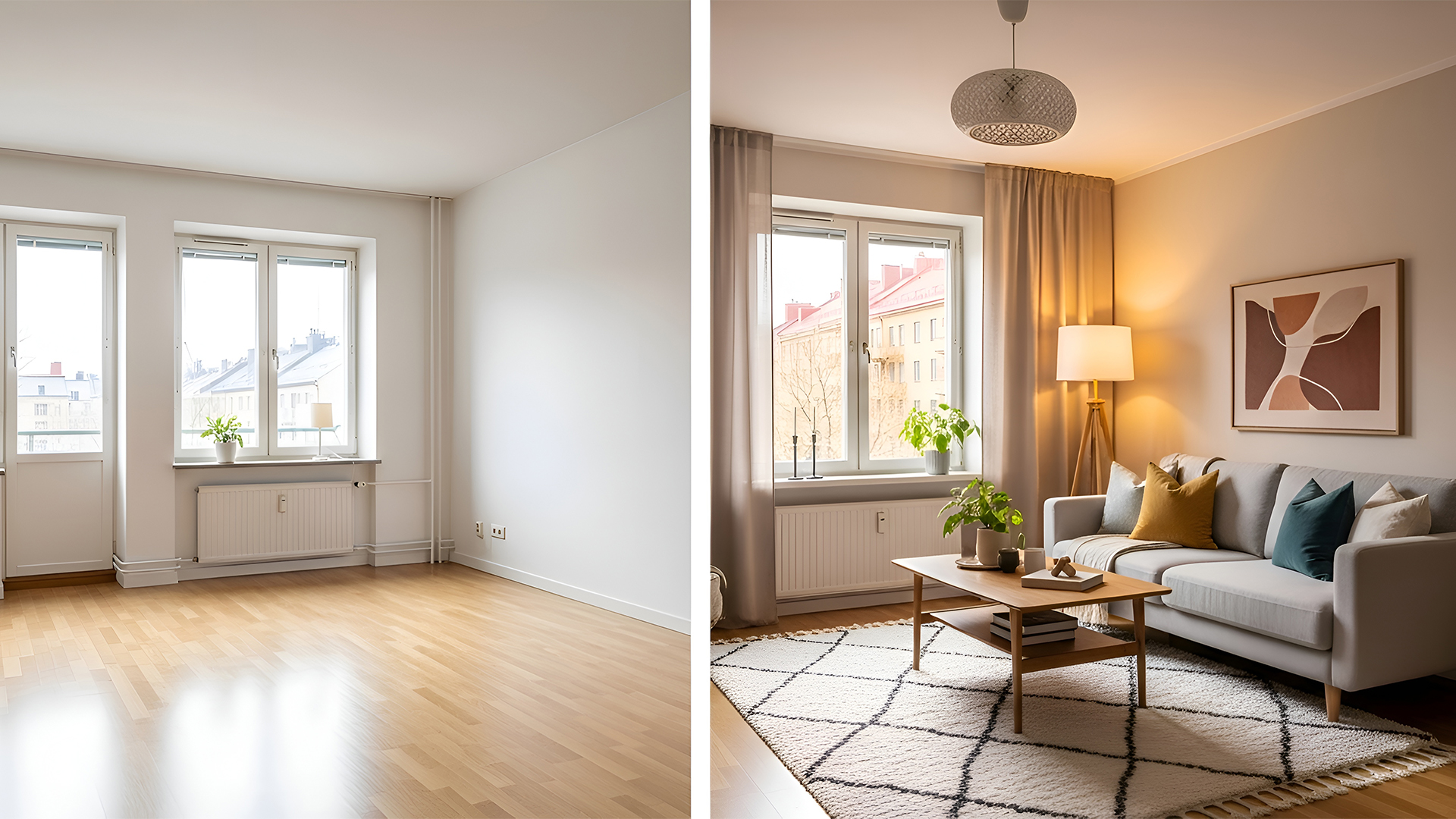 Home staging before and after.