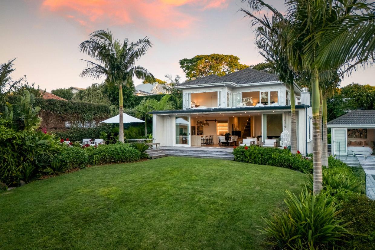 The home has plenty of outdoor space - seen looking back towards the rear of the home