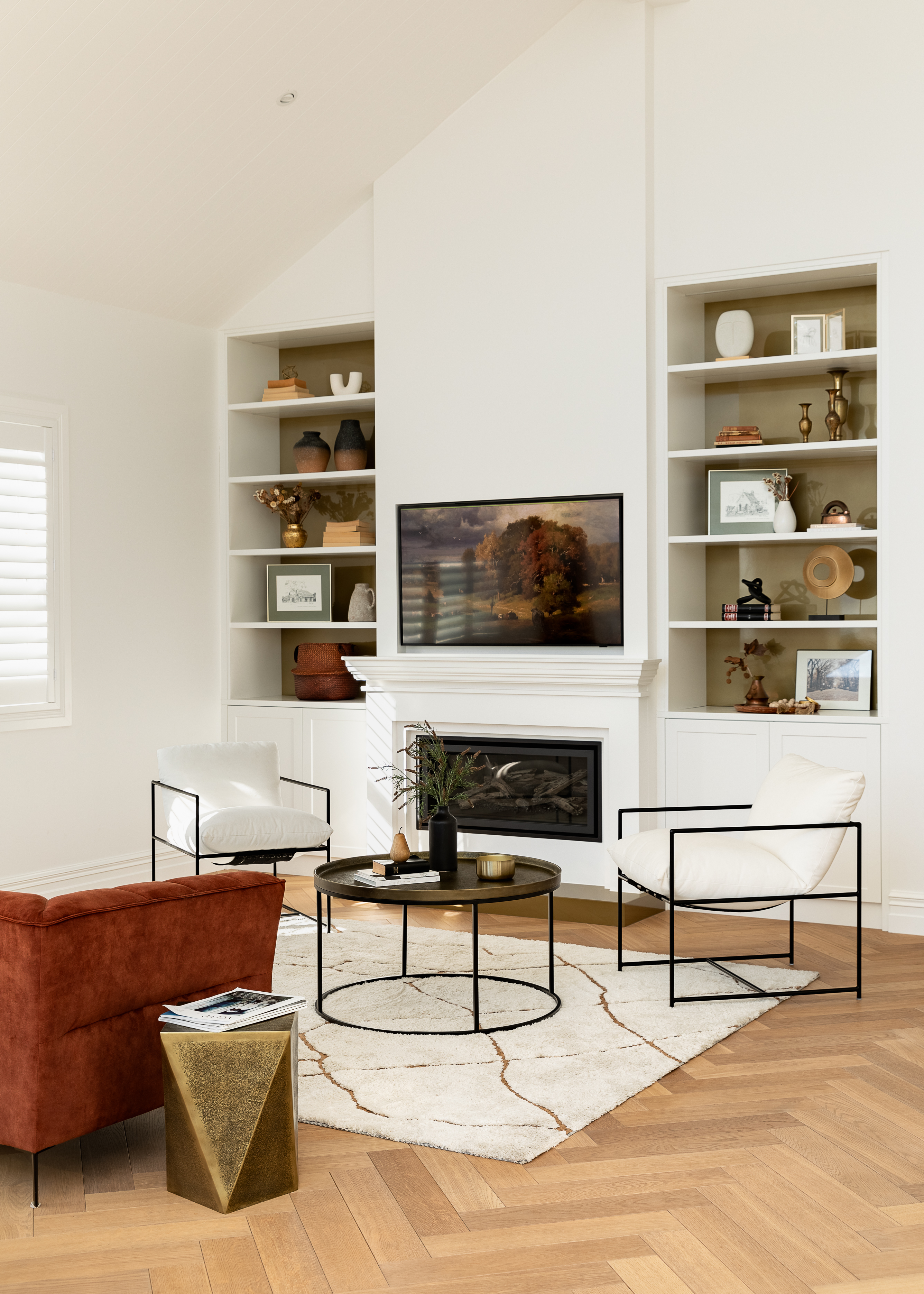 Living room and fireplace