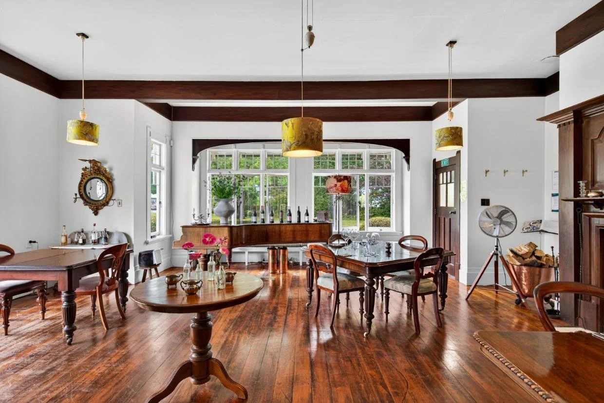 The home has a renowned farm-to-table restaurant. Pictured is the restaurant.