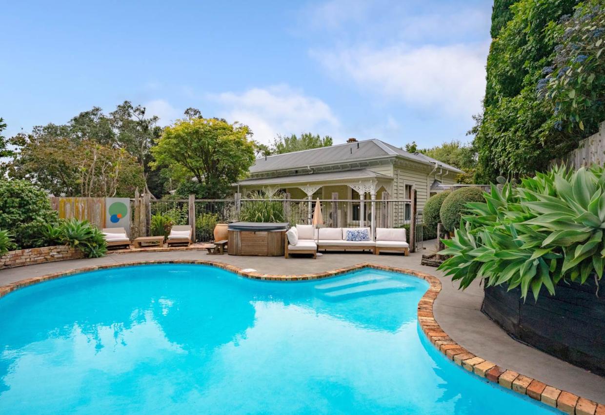 The pool is solar-heated.