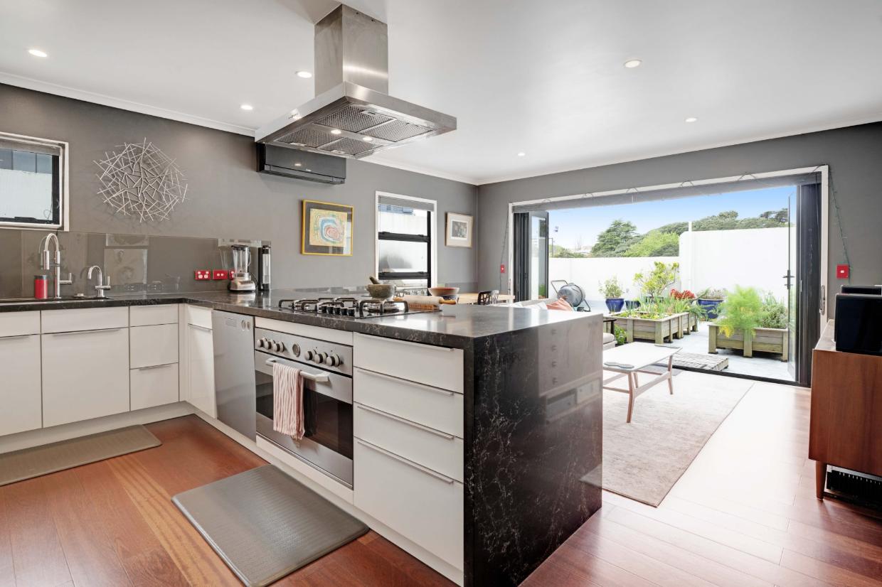 A modern and spacious kitchen perfect for guests.
