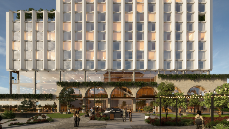 The impressive building featuring apartments, branded residences and a penthouse.