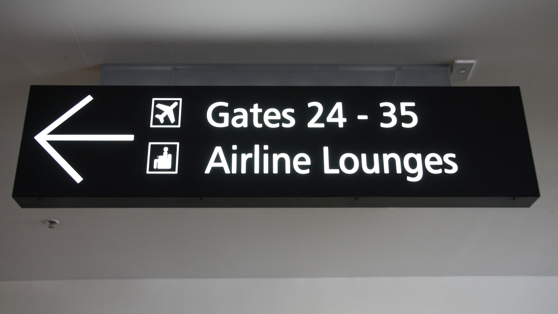 Airport sign from inside a terminal of Christchurch Airport.