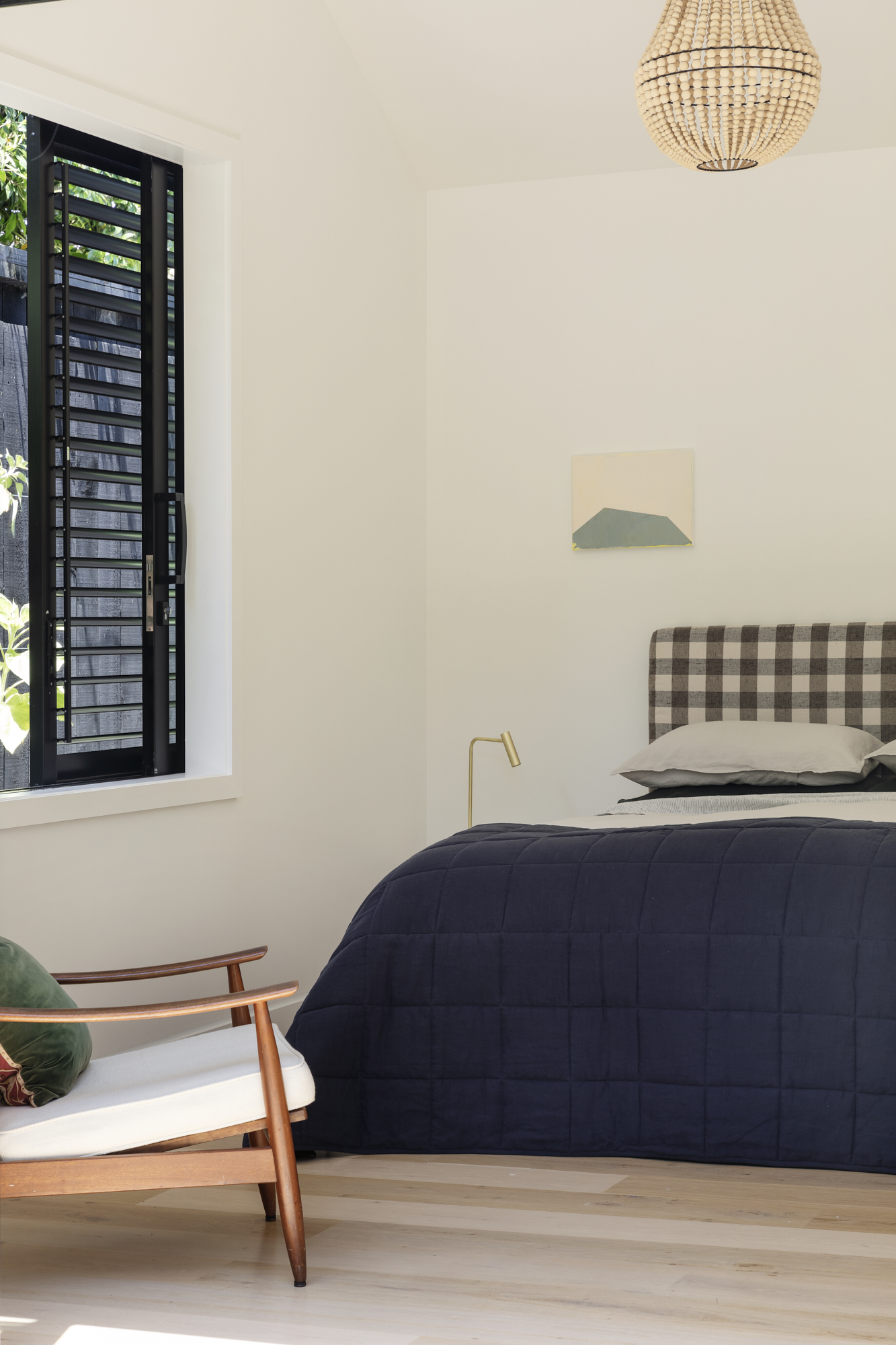 Peaceful master bedroom at the end of the new extension