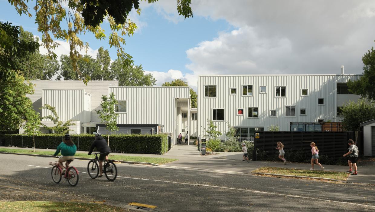 The Here Awards Best House Aotearoa 2026 winner is Oxford Terrace Baptist Church Stage 2, an ambitious social housing project in Christchurch. Photo: Sam Hartnett
