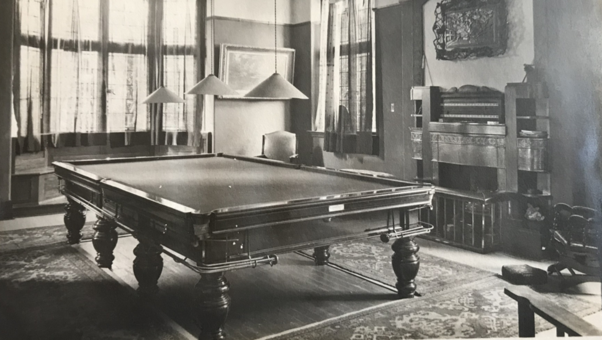 An old photo of the billiard table
