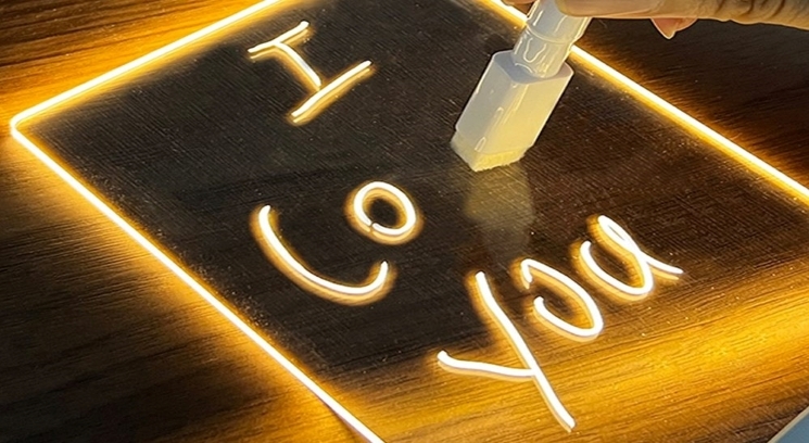 Writing on an LED message board