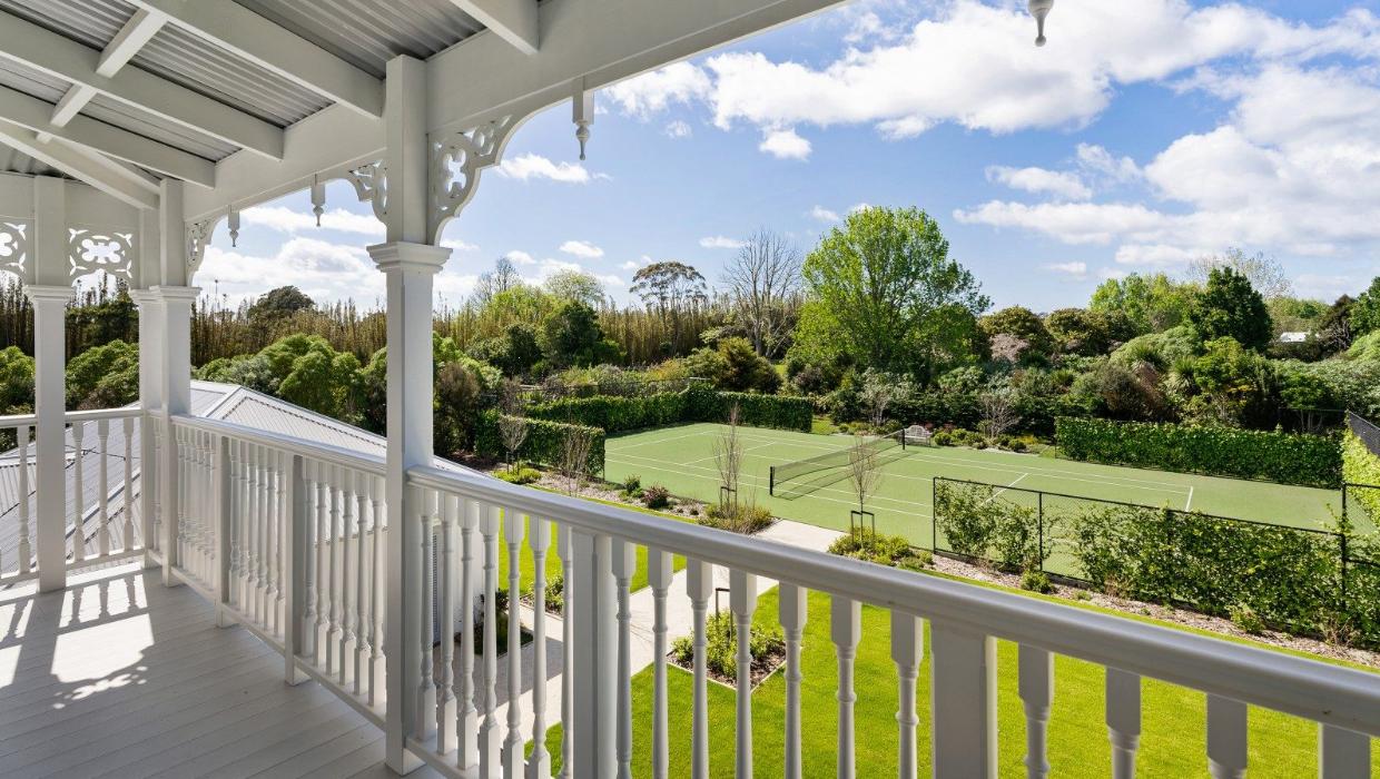 The view to the tennis court from the master bedroom.