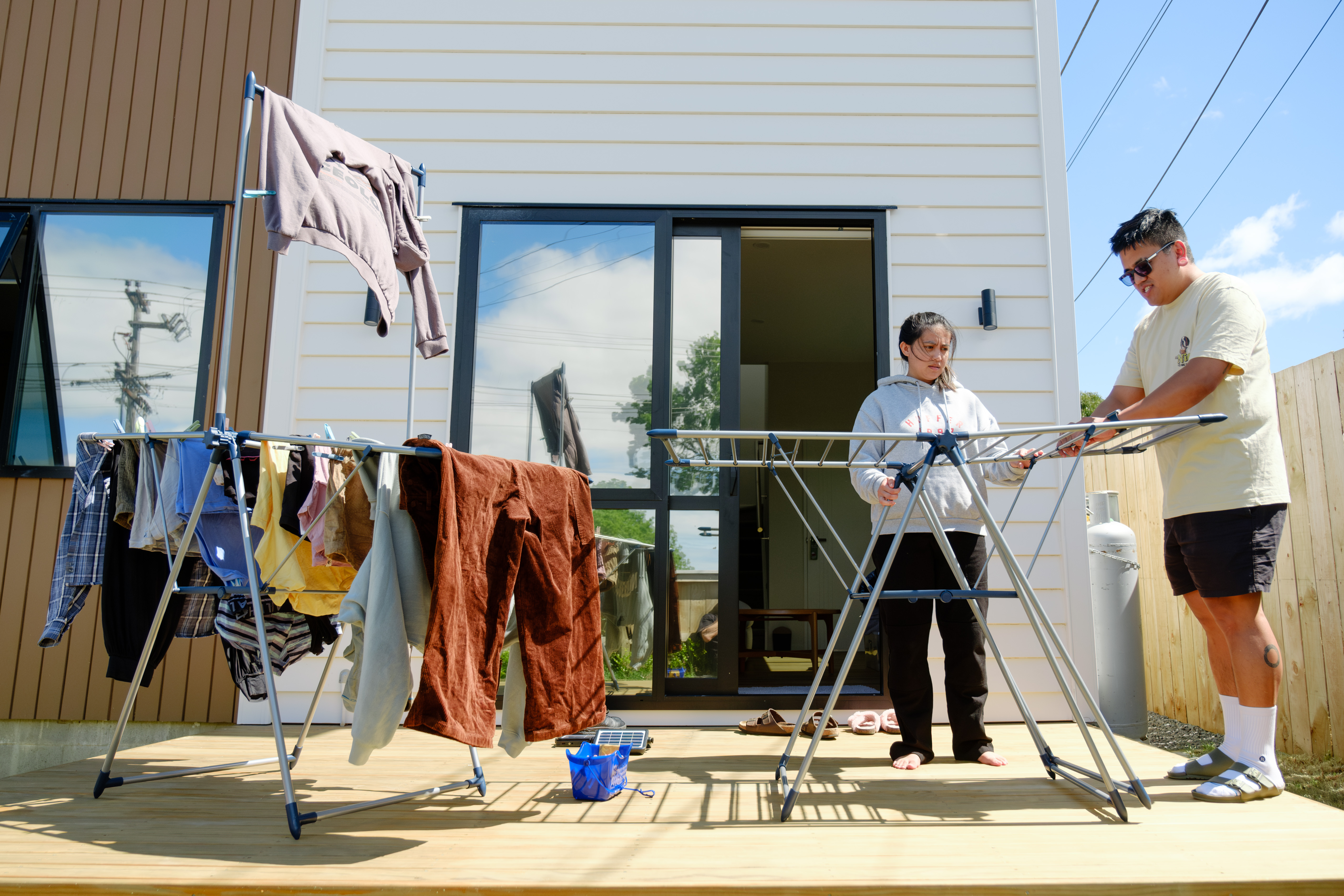 Hanging washing in the sun