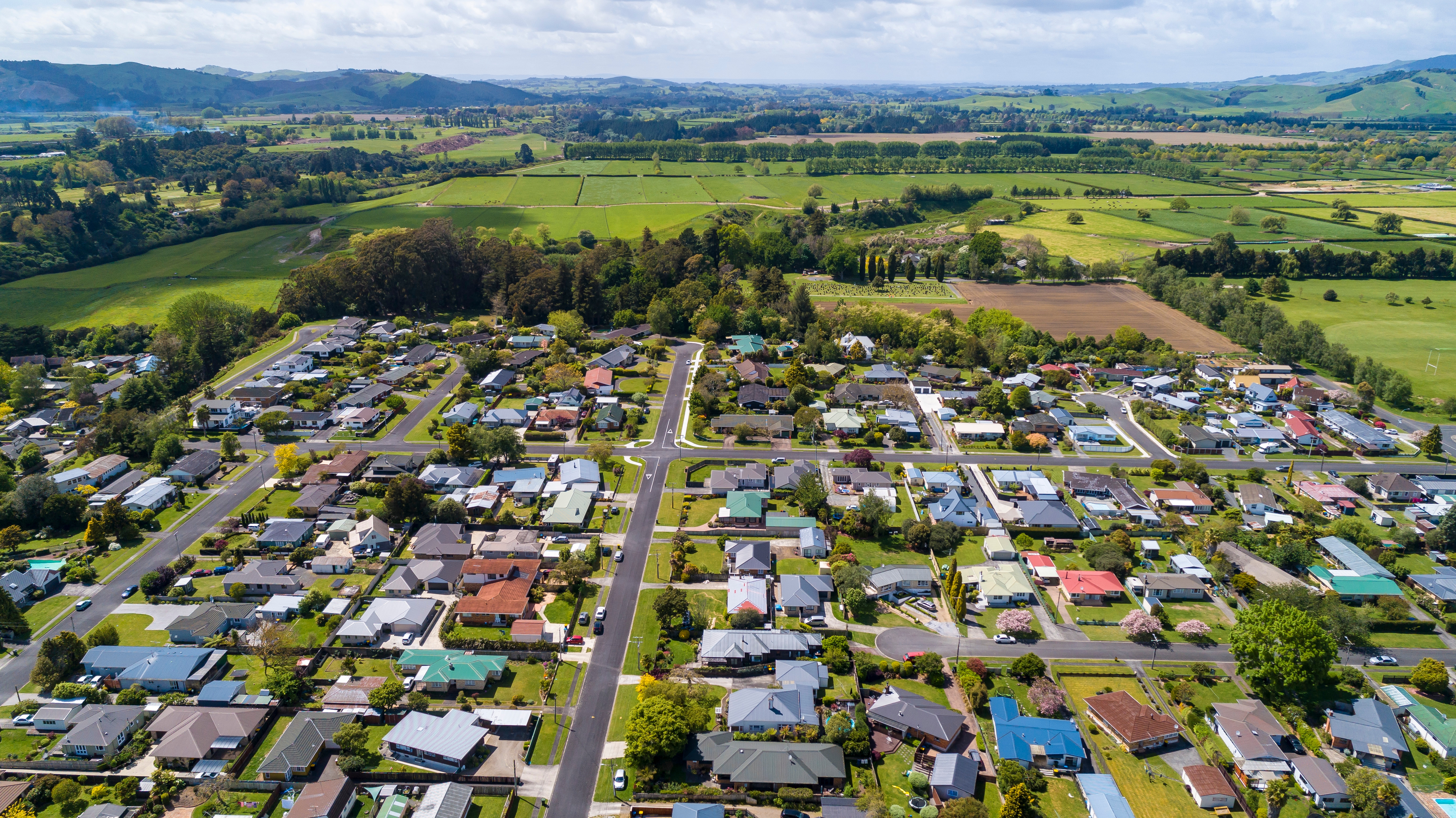 Aerial view from Cambridge, New Zealand.