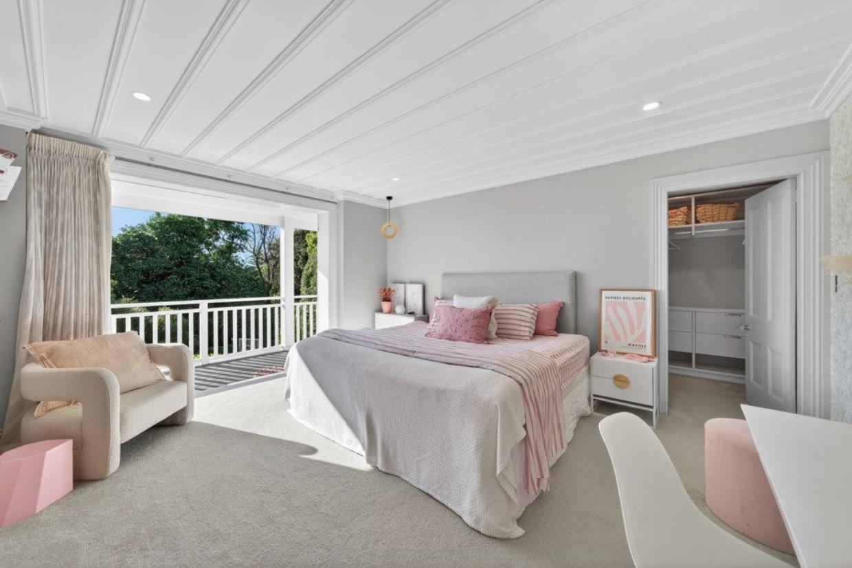 View of one of the five spacious bedrooms. 