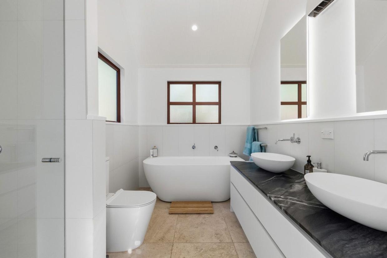 Renovated bathroom with modern and sleek design