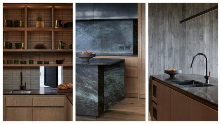 The kitchen was designed to cater to all the extended family that comes to stay at the owners’ Te Arai home. There is a small pivot window in the scullery. Photo: Jackie Meiring