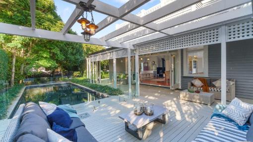 Pool with furniture.