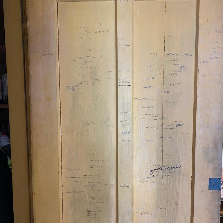 The height markings of generations of children are inside a wardrobe. Photo: SUPPLIED