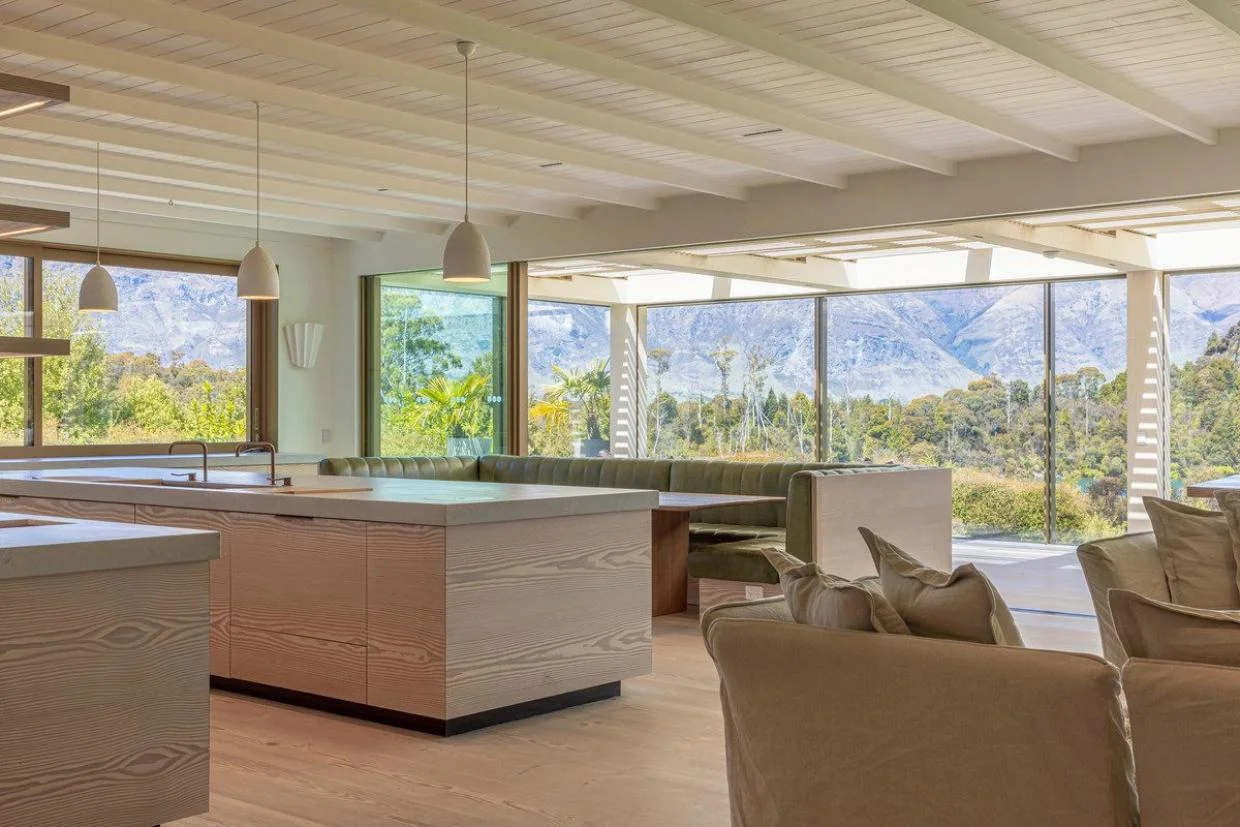 Italian fittings feature in the kitchen, part of a huge open-plan family living space. 