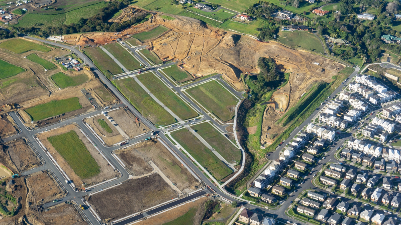 Drone shot of vacant sections in NZ