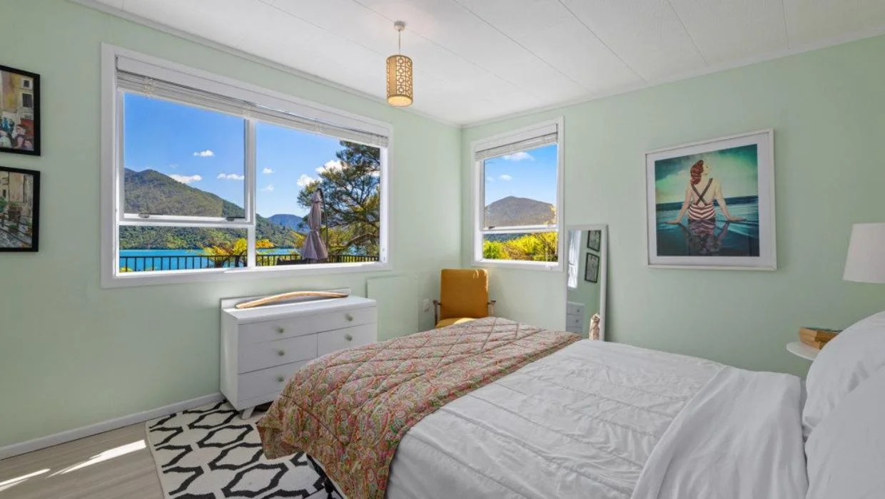 The bach has two light and bright bedrooms.