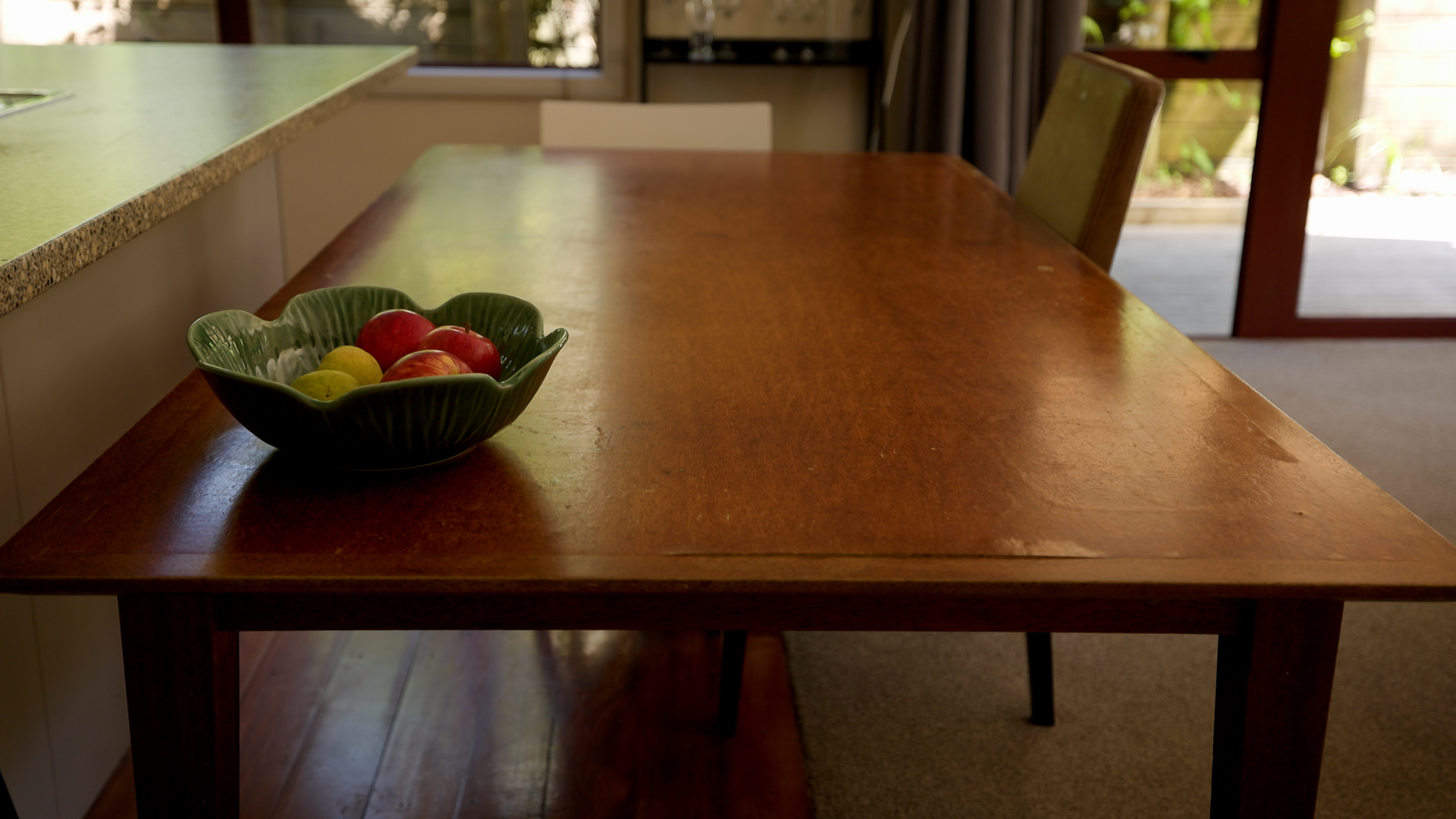 Wide shot of the dining table.