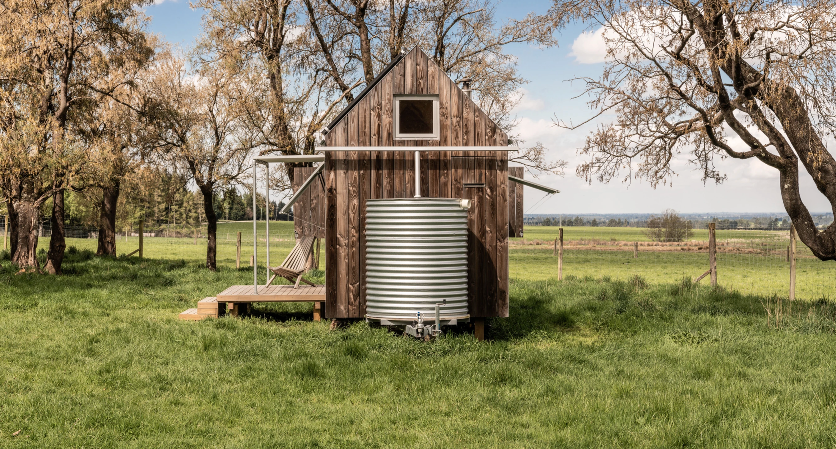 Kereru Retreat is also available as holiday accommodation, giving people the opportunity to try tiny living off the grid. Image: Stephen Goodenough.