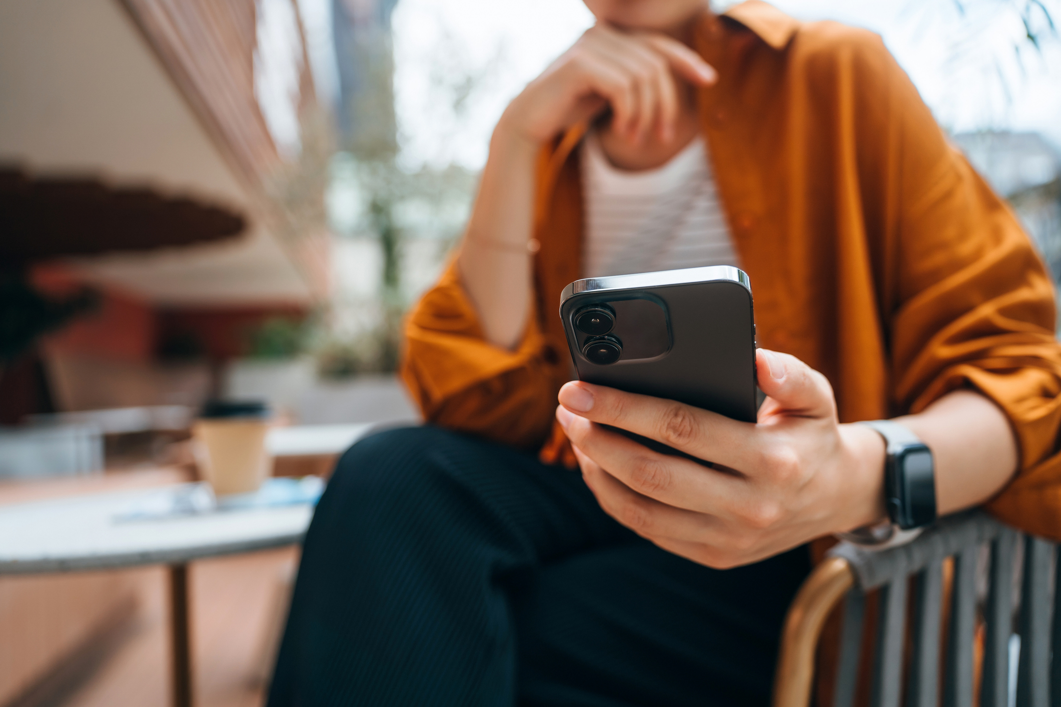 Woman holding phone