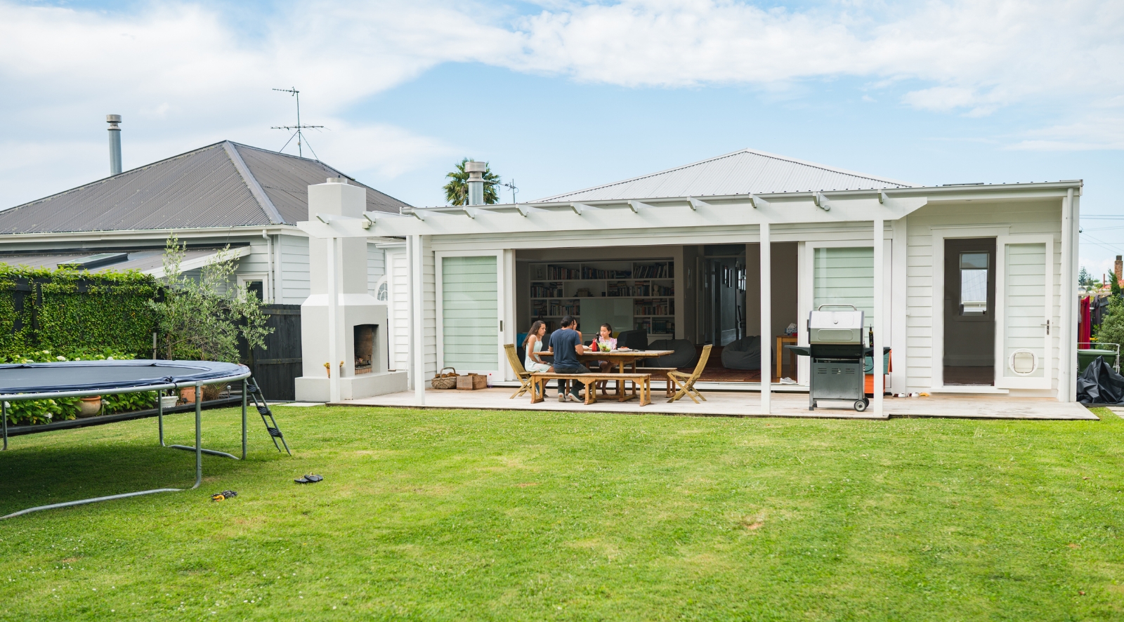 Open plan house lawn outdoor area. 