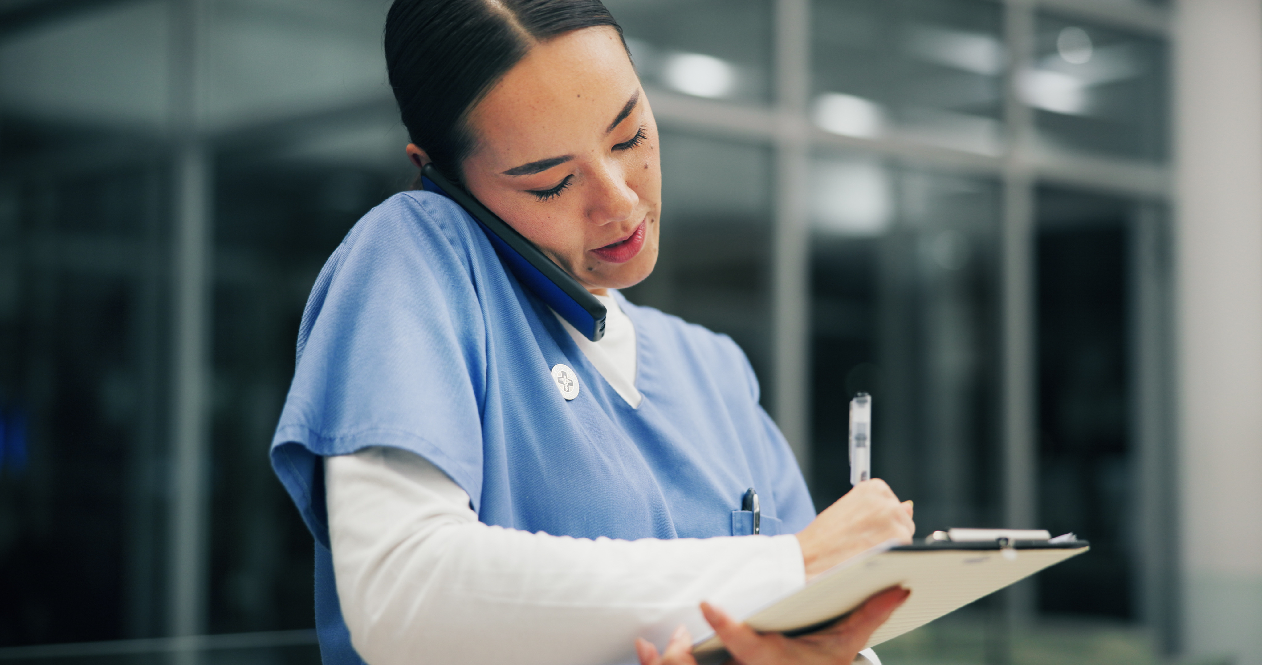 Healthcare worker working a night shift