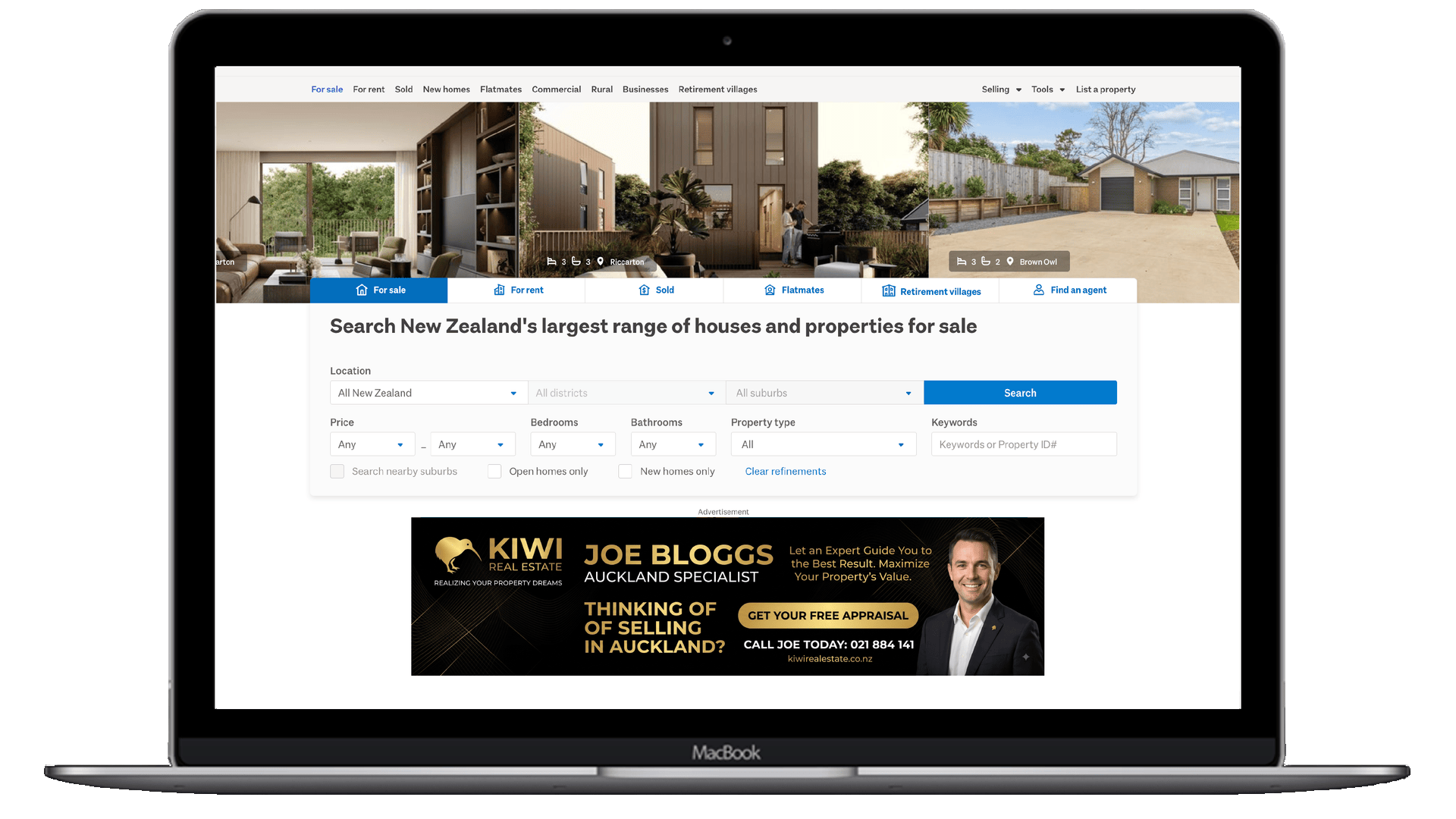 Desktop view - Trade Me & Homes.co.nz