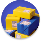 a pile of courier boxes