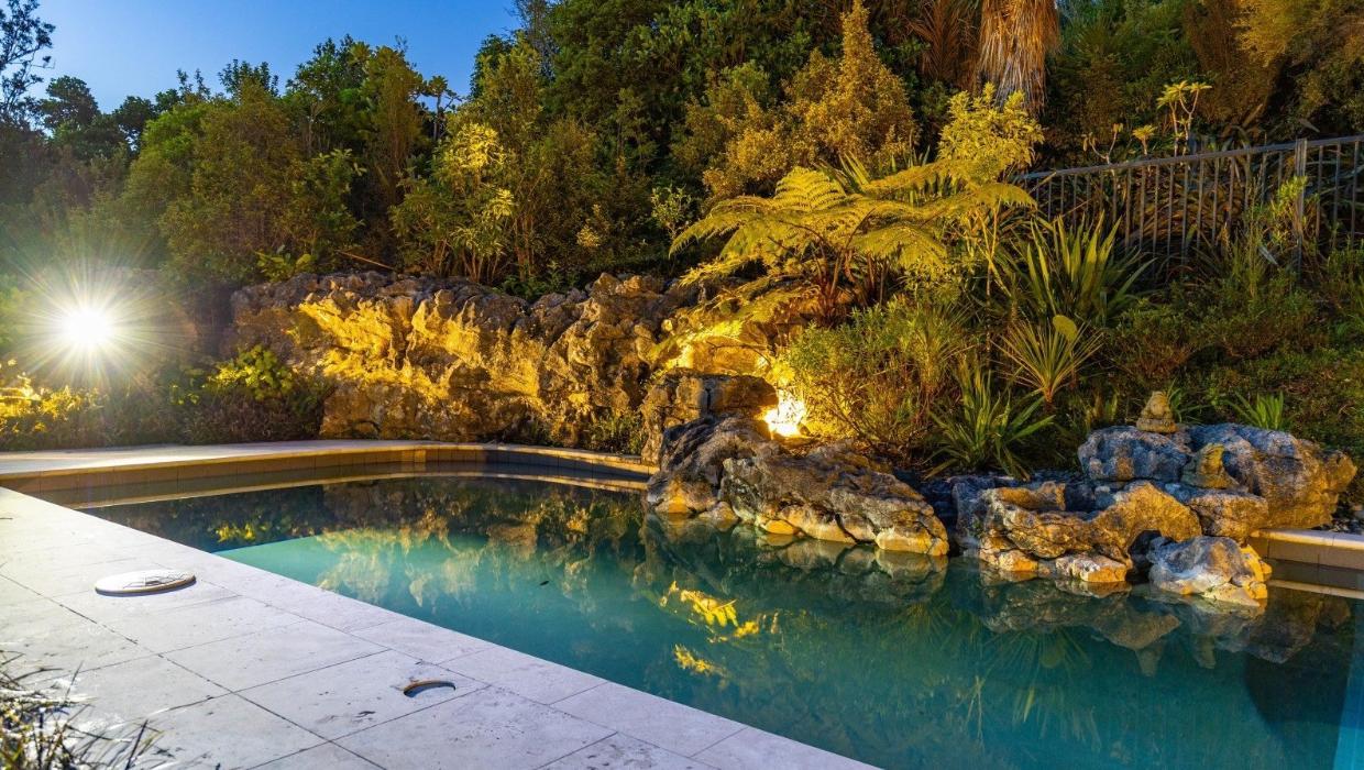 Limestone boulders are even a feature of the pool.