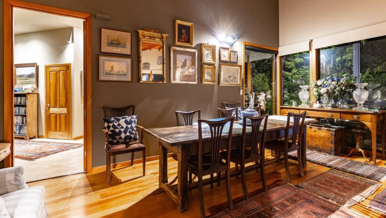 Timber floors feature in some areas of the house.