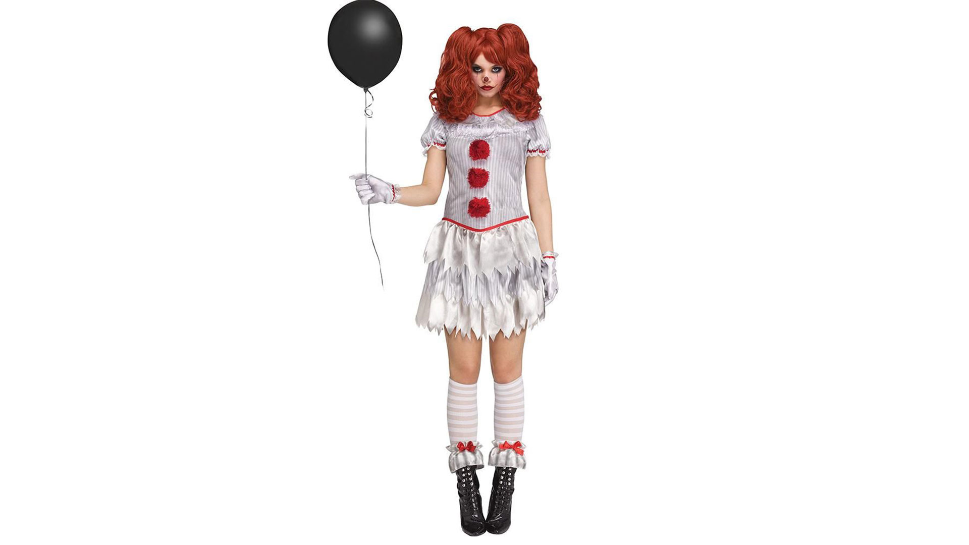 Woman dressed in a scary clown costume she bought on Trade Me.