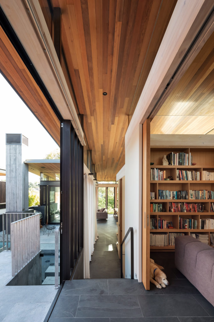 An exterior and interior shot of a house