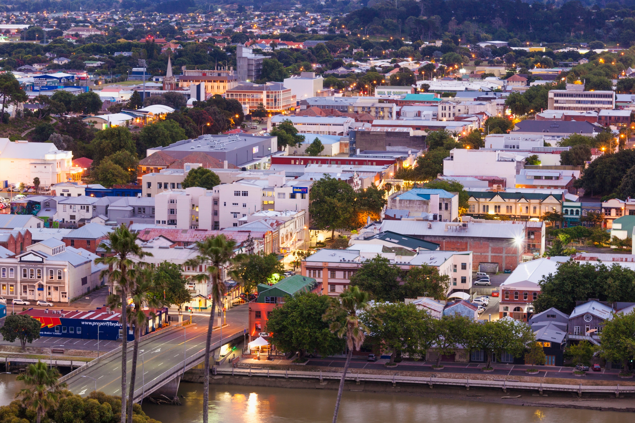 The city of Whanganui, shown at dusk, increasingly being recognised as a great place to work and live