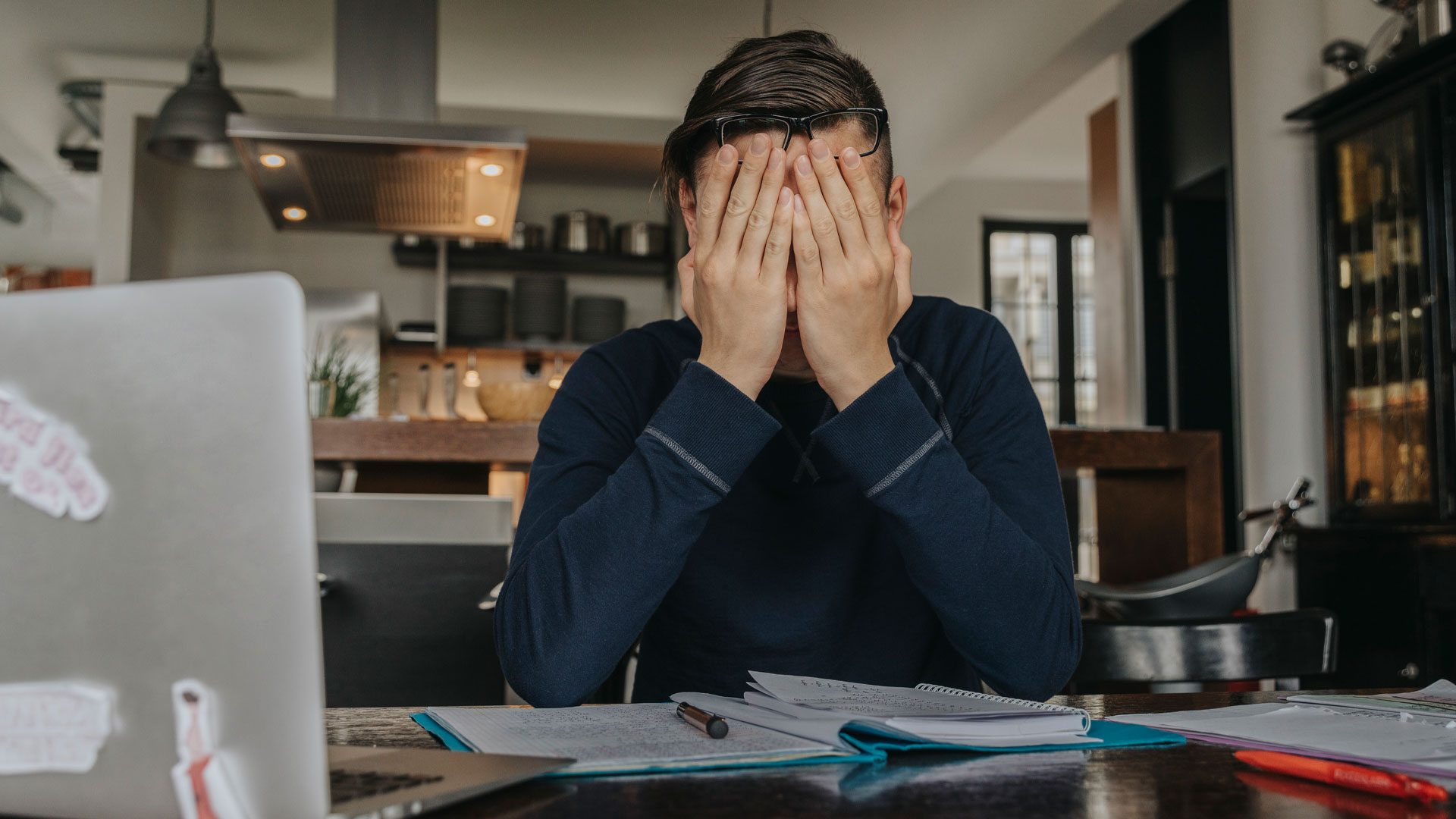 Stressed former student struggling to make loan repayments.