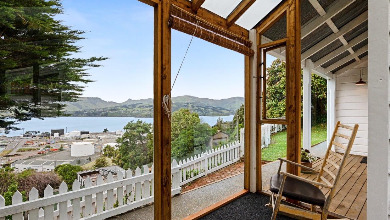 The house has views over Lyttelton Harbour. 