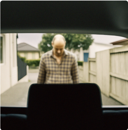 man looking in the boot of a car