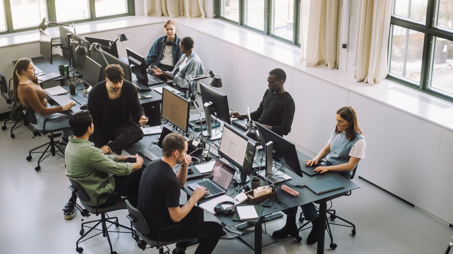 Digital team working together in an office.