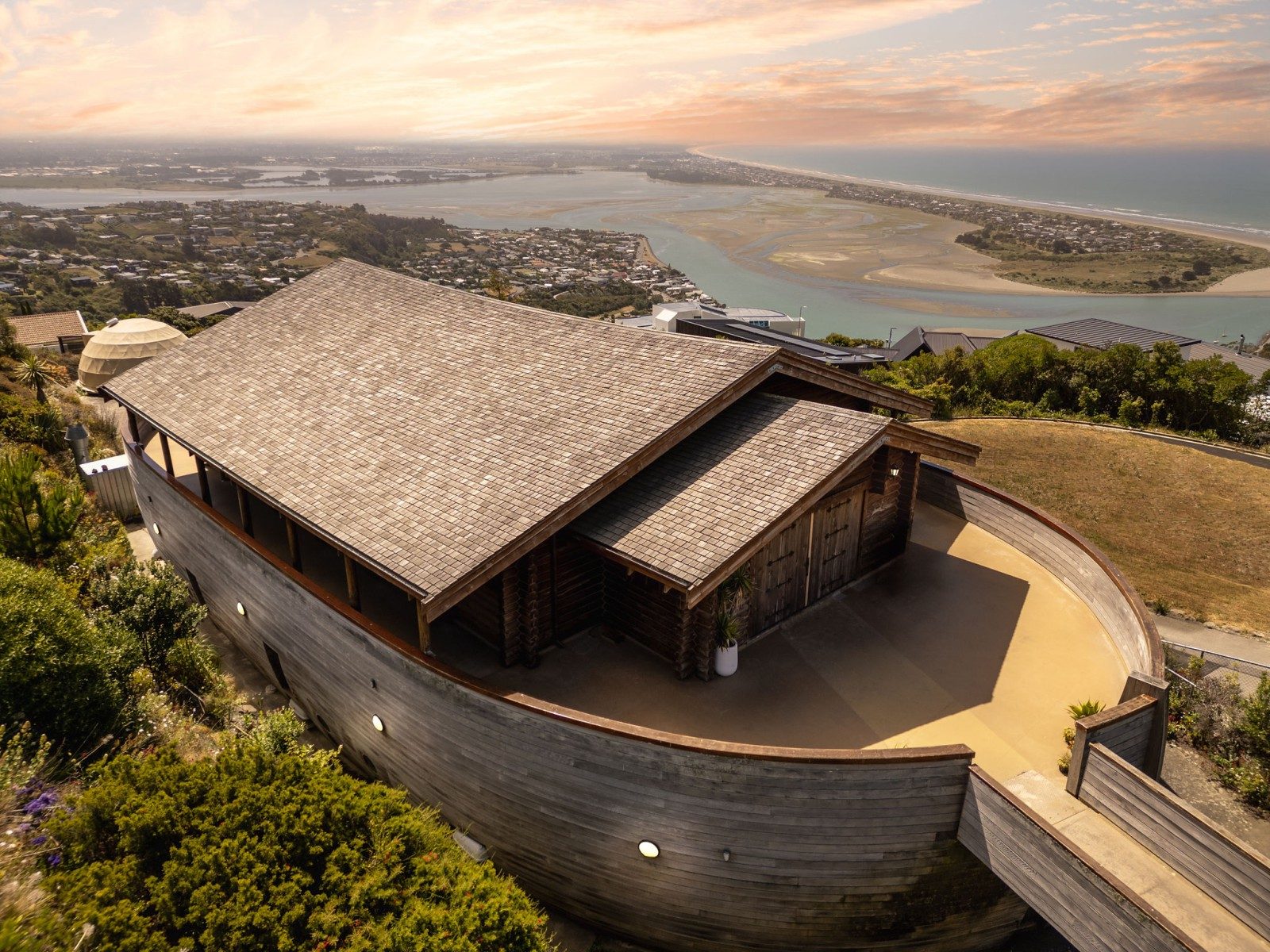 Aerial view of the ark house in Sunmner, Christchurch