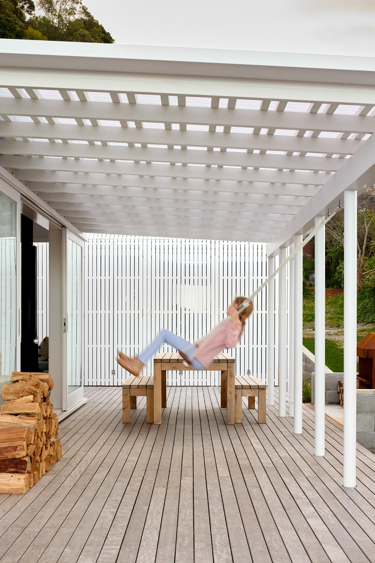 An outdoor swing.